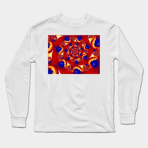 Red, blue and yellow spiral fractal Long Sleeve T-Shirt by pinkal